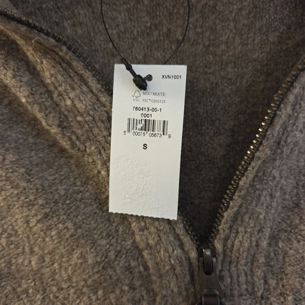 Banana Republic 1/4 Zip Wool Cotton Blend Sweater Sz S men brown long sleeve NWT